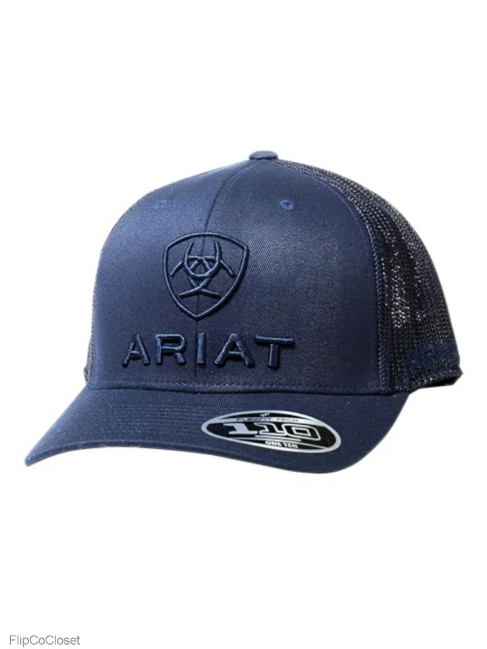 ARIAT Men's Flexfit 110 Snapback Cap Navy Structured Logo Mesh Back